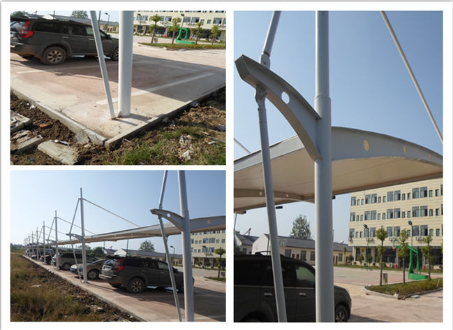 恒天嘉華膜結構車棚鋼結構現(xiàn)場施工圖