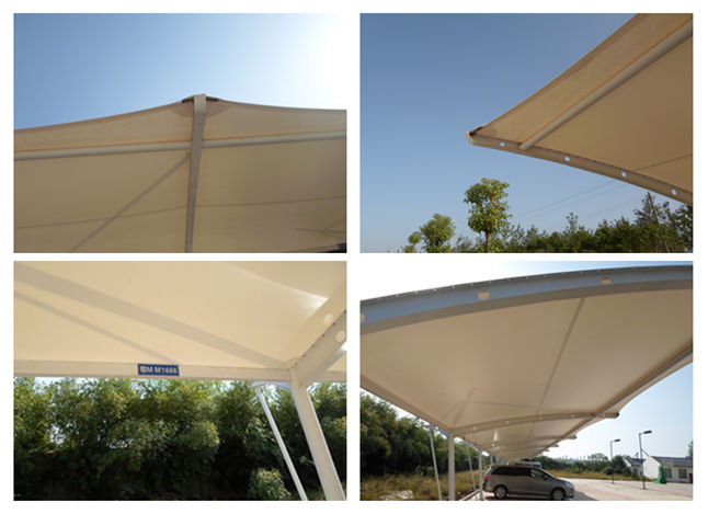 恒天嘉華膜結構車棚膜結構現(xiàn)場施工圖