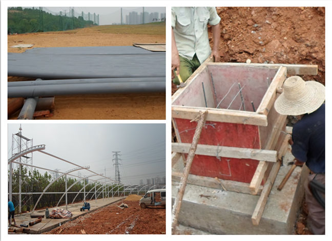 昌弘源機(jī)械高爾夫發(fā)球臺(tái)膜結(jié)構(gòu)鋼結(jié)構(gòu)現(xiàn)場(chǎng)施工圖