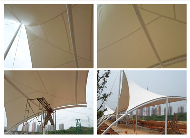 昌弘源機(jī)械高爾夫發(fā)球臺(tái)膜結(jié)構(gòu)拉膜現(xiàn)場(chǎng)施工圖