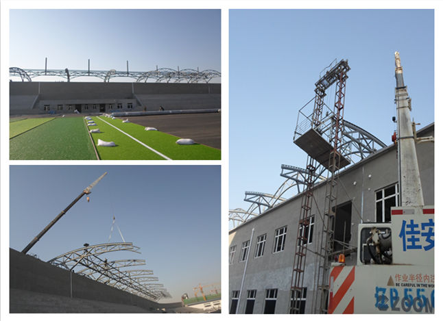 遼寧財(cái)貿(mào)學(xué)院體育看臺膜結(jié)構(gòu)鋼結(jié)構(gòu)現(xiàn)場施工圖