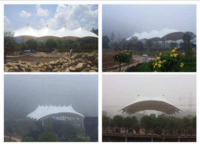 江西南昌風(fēng)景區(qū)網(wǎng)球場(chǎng)頂棚膜結(jié)構(gòu)完工成品圖照片