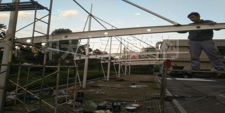 膜結構車棚施工照片