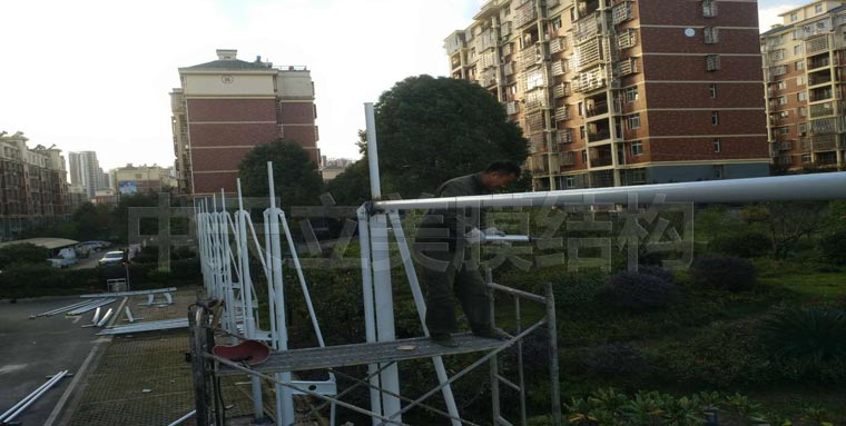 膜結構車棚施工照片